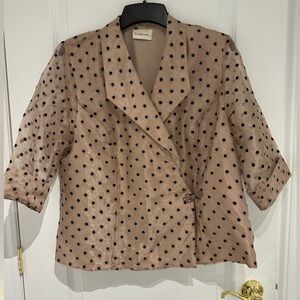 Elegant Polka Dot Blazer with Bow